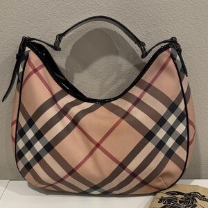 Burberry Checkered Hobo Bag in Tan and Black
